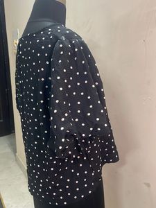 Black Polka Dot Flared Sleeve Top
