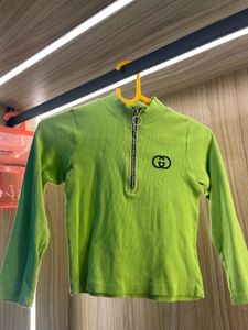 Lime Green Zip-Up Crop Top
