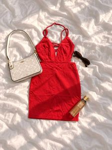 Chic Red Spaghetti Strap Mini Dress