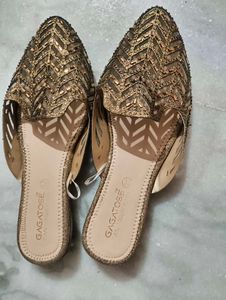 Gagatose Gold Embellished Mules - Size 38