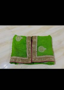 Vibrant Green Embroidered Saree