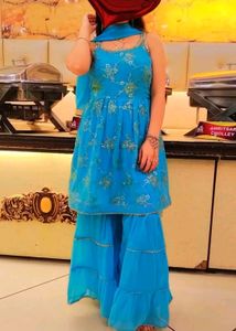 Sharara Suit With Peplum Top