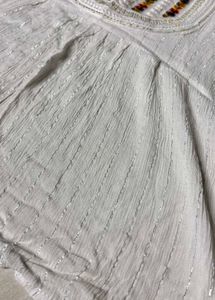 White Embroidered Short Kurta Top