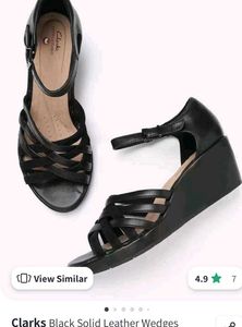 Clarks Black Strappy Wedge Sandals