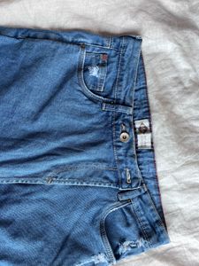 Stylish Blue Denim Wrap Skirt