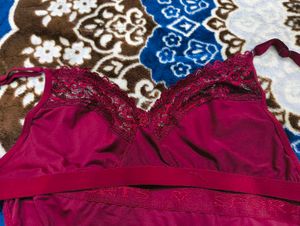 Lace Detail Magenta Bra and panty set