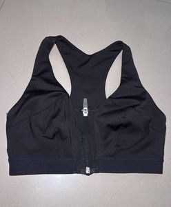 Black Front Zip Sports Bra