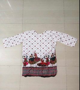 White Printed Ethnic Kurti/Tunic