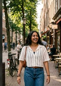 White Broderie Anglaise Cropped Shirt