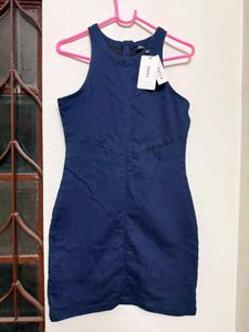 NUON Navy Blue bodycon denim mini ress