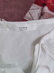 Sheer White Blouse with Ruffle Collar