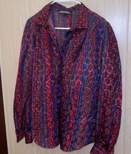 Vibrant Patterned Button-Up Blouse