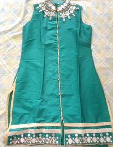 Emerald Green Kurta with Mirror Work