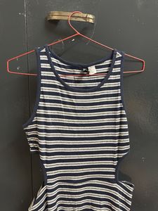 side cutout Striped Sleeveless Mini Dress
