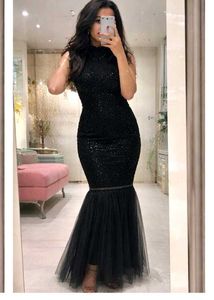 Stunning Black Sequin Evening Gown