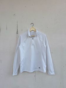 Adidas White 1/4 Zip Long Sleeve Top
