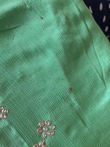 Green Pittan Work Saree With Blouse
