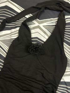 Elegant Black Halter Neck Dress