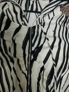 Zebra Print Hooded Jacket