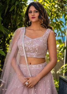 Pastel Blush-Lilac Net Lehenga Set ✨