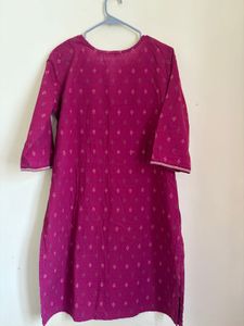 Elegant Pink Cotton Kurti with Embroidery