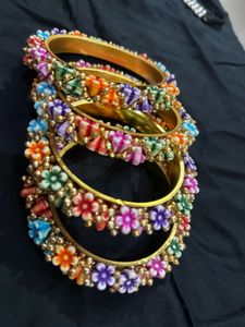 Vibrant Floral Bangle Set