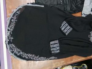 Elegant Black Abaya with Silver Embellishments