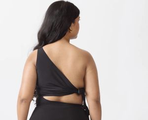 Nefsfinds Black One-Shoulder Tie-Up Top