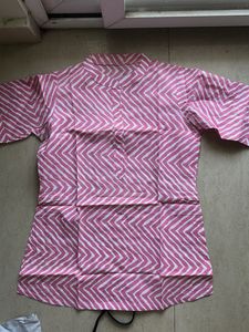 Pink & White Zig-Zag Print Kurta