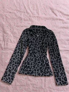 Leopard Print Zip-Up Jacket
