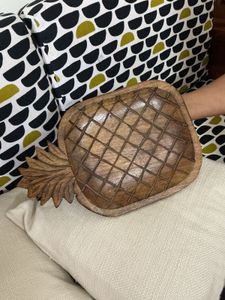 Hand Carved Wooden Pineapple Bowl