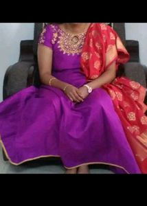 customized Stunning Purple Embroidered Ethnic Gown