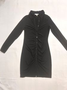 H&M Black Ruched Mini Dress