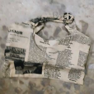 Newspaper Print Crop Top