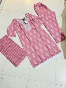 Mauve Printed Kurta Set