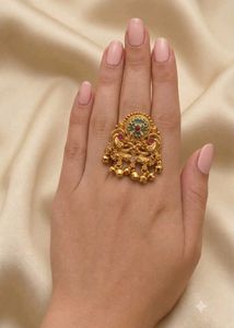 Exquisite Gold Toned Ring with Bells