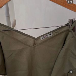 Chic Olive Green Cold Shoulder Top