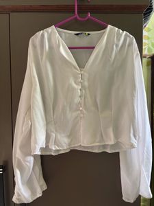 Chic White V-Neck Blouse