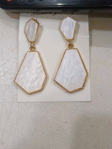 Geometric White Dangle Earrings