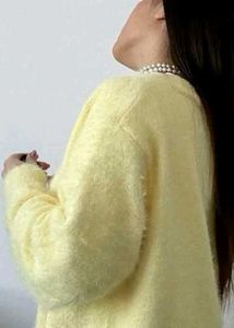 Butter yellow fur cardigan