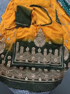 Designer Yellow &amp; Green rajputi poshak  Choli