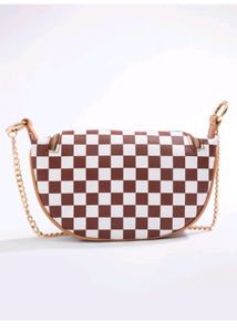 Iykyk Cheryl Classy Brown Chequered Sling Bag