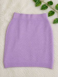Lavender Knit Button-Up Skirt