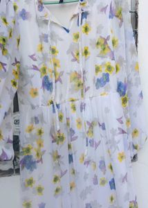 Flowy Floral Print Midi Dress