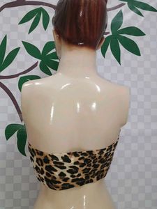 (800)Leopard Print Bandeau Top