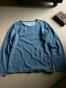 Men's Teal Heathered Long Sleeve Sweater