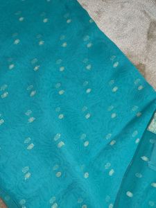 Blue With Golden Border Saree