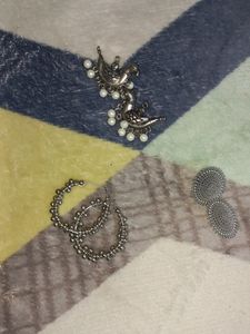PACK OF 3 Pair MINIMAL OXIDISED EARINGS