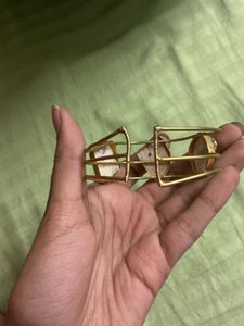 Unique Gold Bracelet with White Stone