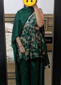 Festive Wear Green Floral Kurta Set